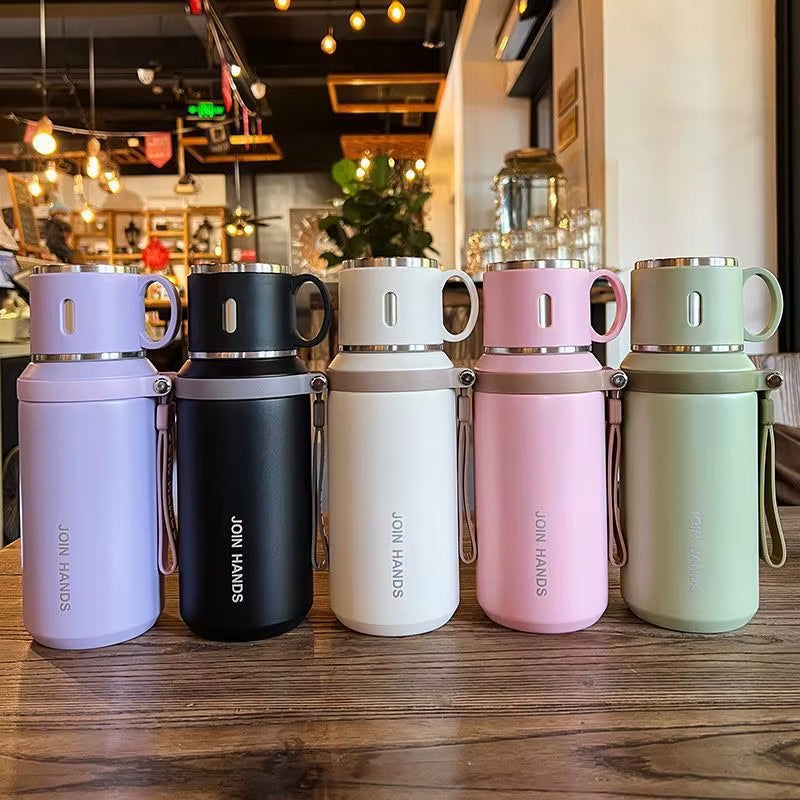 Termo con taza para agua fría o caliente de 600ml 
