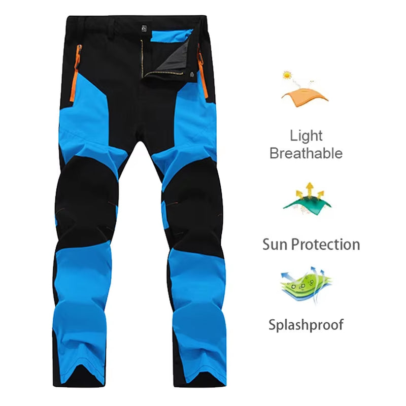 Men Summer Hiking Pants Camping Trousers Wear-Resistant Water Splash Prevention Quick Dry UV Resistant Elastic Thin